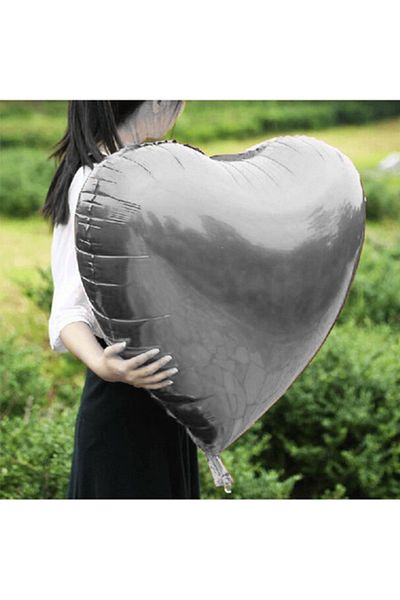 Parti dolabı 1 Piece 60cm Silver Gray Heart Foil Balloon Flying with Helium