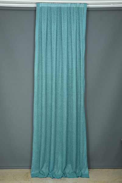 AKÇA TEKSTİL Striped Model Petrol Green Color Single Wing Ready Planted Pleated Background Curtain 75*260 Cm