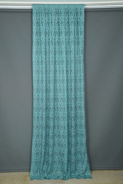 AKÇA TEKSTİL Shawl Model Petrol Green Color Single Wing Ready Planted Pleated Background Curtain 75*260 Cm