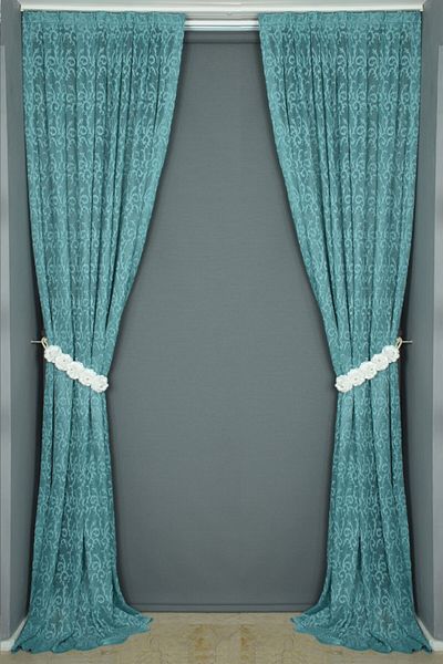 AKÇA TEKSTİL Shawl Model Petrol Green Color Single Wing Ready Planted Pleated Background Curtain 75*260 Cm