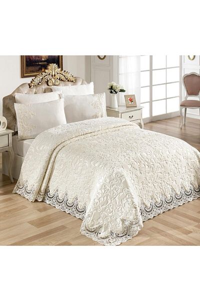 GOLDEN HOME Guipure Bridal Blanket Golden1cream