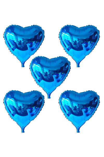 Parti dolabı 5 Pieces Dark Blue Heart Foil Balloon 45 Cm