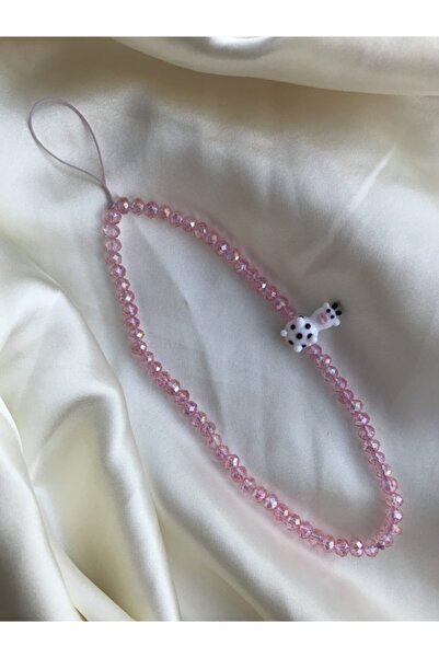 PEONY peonyofficiall Cow Glass Murano and Pink Crystal Bead Detailed Phone Ch...