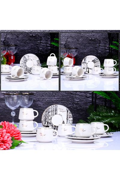 Kosova City Porcelain 6-Piece 110 Cc Cup Set White Ist-88