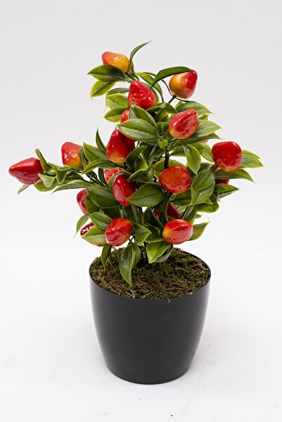 YAPAY ÇİÇEKÇİNİZ Τεχνητό δέντρο φράουλας σε μαύρη γλάστρα