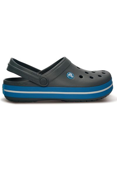 Crocs Unisex Dark Grey Crocband - Μπλε και Λευκές Ριγέ Παντόφλες