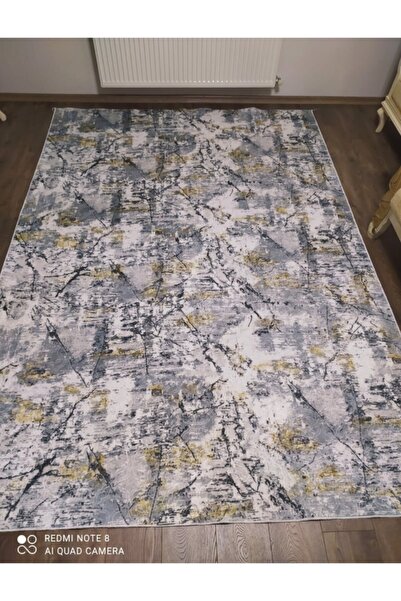 Merinos Jel Taban Halı Kesme Yolluk Kaymaz Taban Krem Sarı Kahve Oymalı Dinarsu