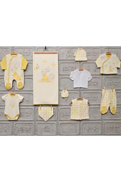 Bebitof Baby Girl Turtle 10 Piece Hospital Discharge Bodysuit Set - Yellow