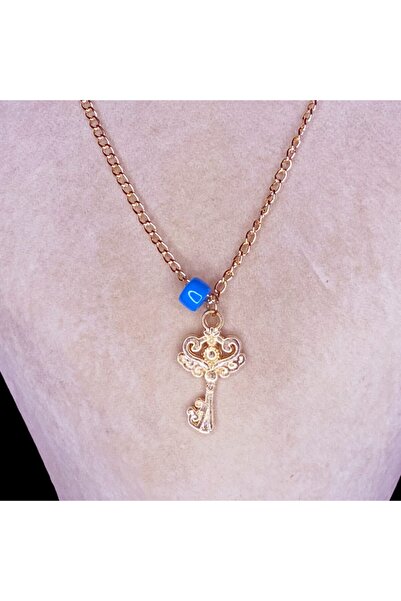 Raymal Fashion Sarı Renkli Eski Tip Anahtar Figürlü Kadın Kolyesi