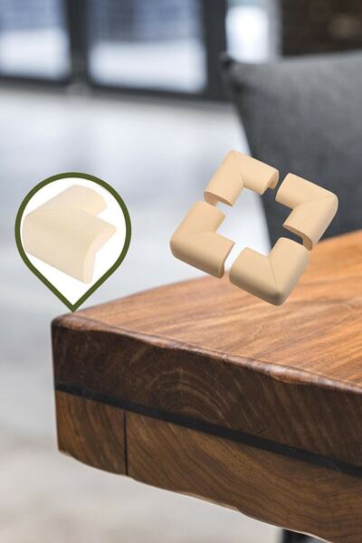 For Prime Kalın 10'lu Kauçuk Köşe Koruyucu Cam Masa Ahşap Sehpa Krem Köşe Kor...