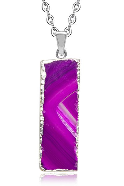 Tesbih Atölyesi Certified Natural Amethyst Stone Plate Natural Stone Necklace