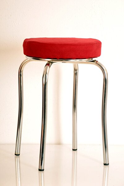 yılmaz masacılık Kırmızı Tay Tüyü Profil Tabure Metal Tabure Mutfak Taburesi Kalın Tabure