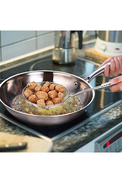 Kitchen Mania Gray Stainless Steel Luxury Oil Colander