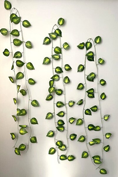 KozmoParti Dekoratif Yapay Sarmaşık Ortası Sarı Çizgili Yaprak Yapay Çiçek Dekoru 230cm X 3adet