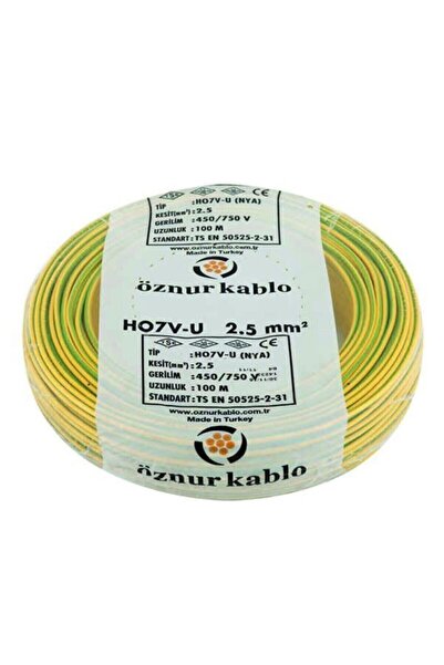 ÖZNUR Bakır 2,5 Nya Kablo Sarı-yeşil 100 Metre 2,5 Nya Sarı Yeşil 100 Mt