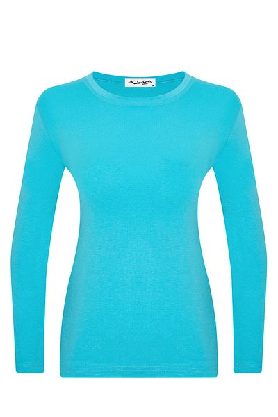 mis-san Cyan Crew Neck Long Sleeve Basic Viscon Badi