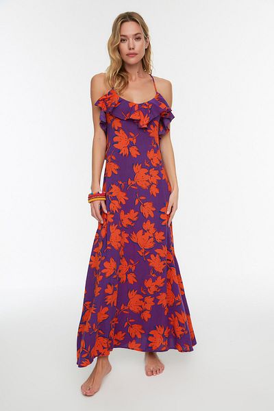 Trendyol Collection Virágmintás Maxi Woven Flounce strandruha TBESS19WY0004
