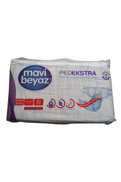 Mavi beyaz Pedekstra Textile Surface Adult Patient Diapers Xlarge 30 Pieces