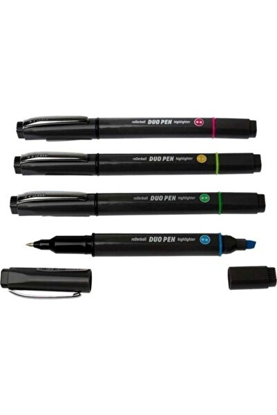 Scrikss Duopen Roller Kalem & Fosforlu Kalem Siyah-sarı