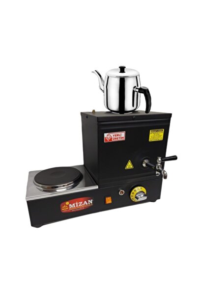 Mizan Tek Demlikli 10 Lt. Pleytli Çay Kazanı - Elektrikli Siyah Kahveci Ocağı...
