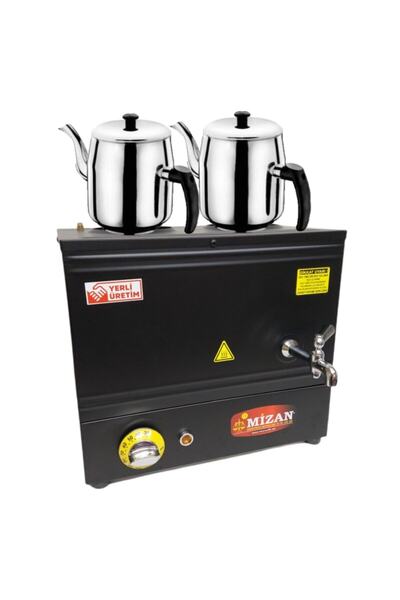 Mizan Çift Demlik 20 Lt. Pleytsiz Çay Kazanı - Elektrikli Siyah Kahveci Ocağı...
