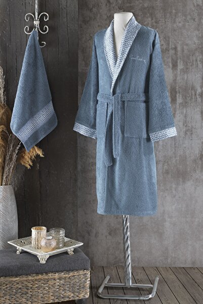 Pierre Cardin Set halat de baie pentru bărbați Indigo