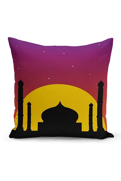 Filamente Ramadan Special Patterned Double Sided Digital Printed Throw Pillow Cover