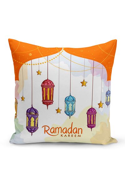 Filamente Ramadan Special Patterned Double Sided Digital Printed Throw Pillow Cover
