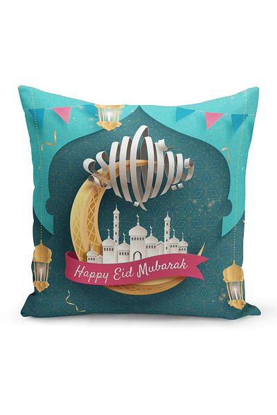 Filamente Ramadan Special Patterned Double Sided Digital Printed Throw Pillow Cover