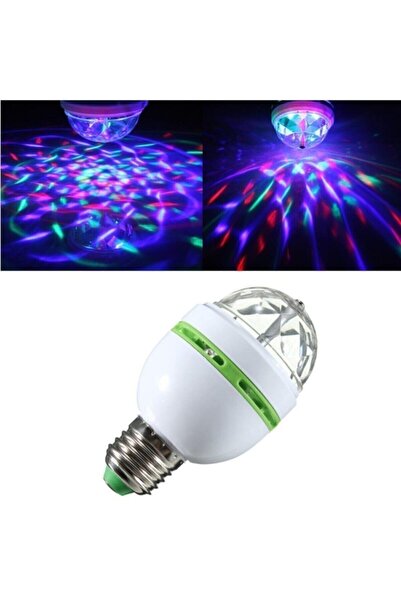 ŞHN'Shopping Renkli Led Döner Başlıklı Disko Topu Ampul Gece Lambası 3 Watt E27 Duylu Renkli Disco Ampul