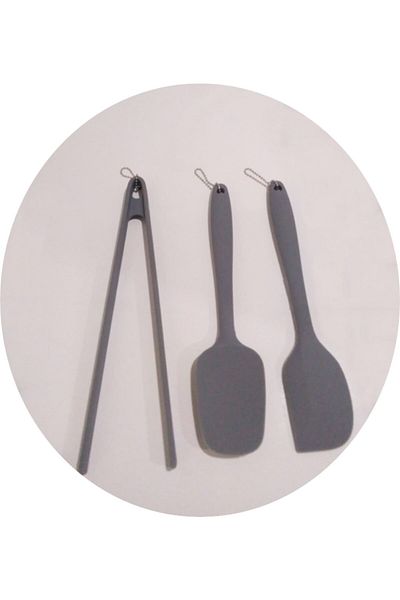 Ün-Ev Silicone 3-Piece Spatula-Tongs Set