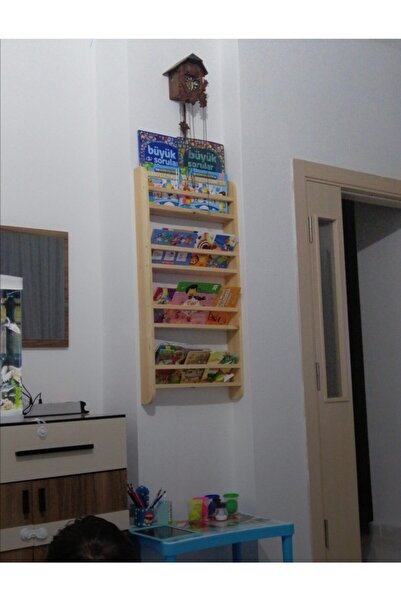 Harika Düşler Hobi Tasarım Montessori Çocuk Odası Kitaplığı Ahşap Ham Verniks...