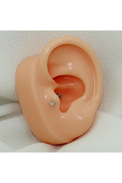 Dianora Piercing Star White Gold Tragus Piercing Earrings