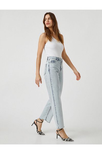 Koton High Waist Wide Leg Jeans - Straight Fit Jeans