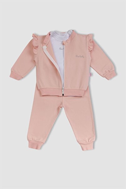 Pierre Cardin Kapşonlu Kız Bebek Takımı %100 Pamuk 302398