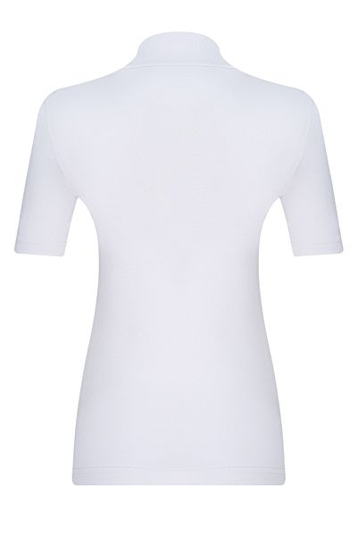 mis-san White Half Turtleneck Short Sleeve Basic Viscon Badi