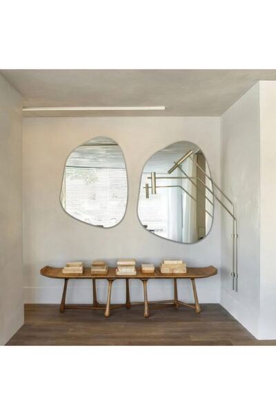 FNC CONCEPT Asimetrik Dekoratif Ikili Ayna Seti 110x80cm Ve 90x65cm