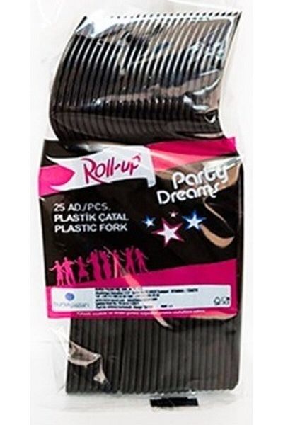 Rullup 25 Pieces Plastic Black Fork