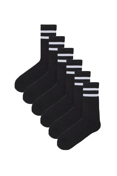 MEM SOCKS 6 Συσκευασίες Μαύρες/Λευκές ριγέ κάλτσες