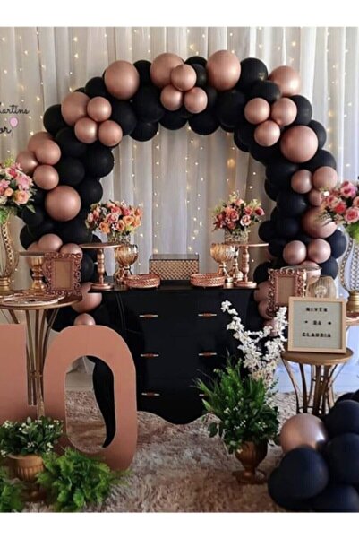 LOTUS PARTY 100 قطعة - أسود باستيل - سلسلة بالونات كروم كاندي بينك