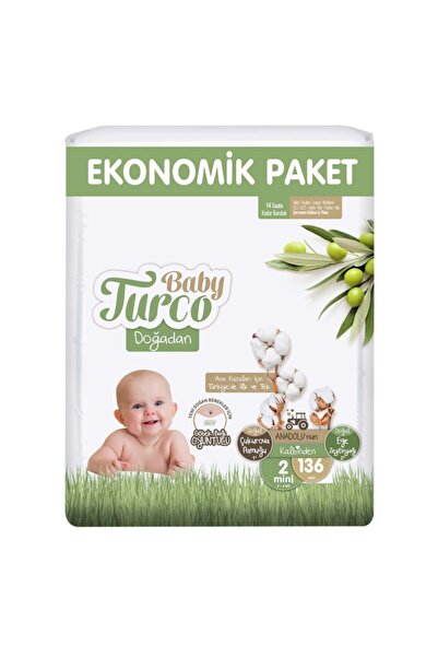 Baby Turco Doğadan Avantajlı Bebek Bezi 2 Numara Mini 136'lı