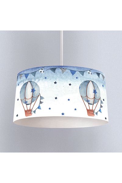 instababyrooms White Blue Balloon Patterned Children's Room Digital Printed Pendant Lamp Chandelier