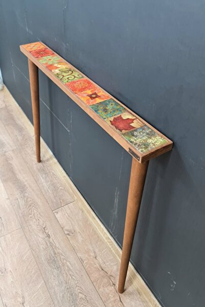 bluecape Hazan 102x12 Cm Doğal Ağaç Çerçeveli Antik Limra Taşlı Dresuar