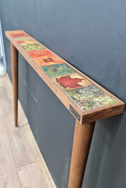 bluecape Hazan 102x12 Cm Doğal Ağaç Çerçeveli Antik Limra Taşlı Dresuar