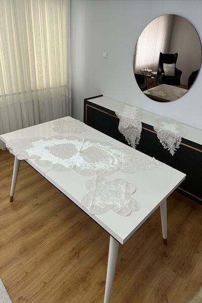 Çalışkan Çeyiz Evi 5 Parça Salon Takımı - Lüx Kadife Dantelli 5 Parça Salon Seti