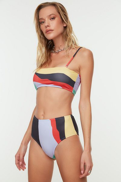Trendyol Collection Σετ μπικίνι κανονικό πόδι με στράπλες ψηλόμεσο με ντεγκραντέ TBESS22BT0070