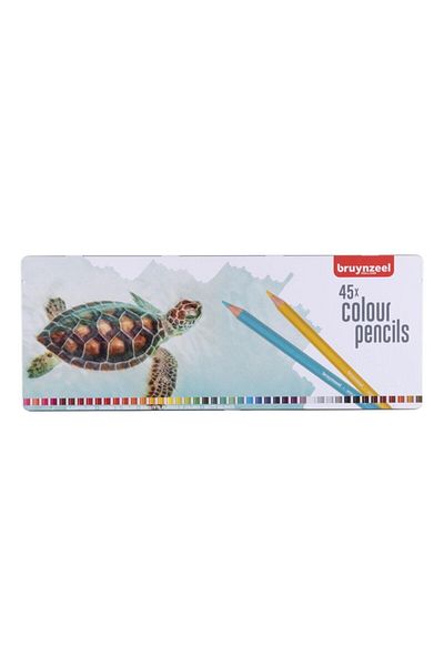 Bruynzeel Color Pencils Turtle Set Dry Paint Pen Set 45 Colors Metal Box