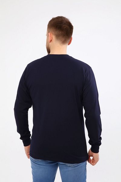 Çamdalı İş Elbiseleri Crew Neck Navy Blue Long Sleeve Sweatshirt Single Jersey 0 Collar Pocket Work T-Shirt