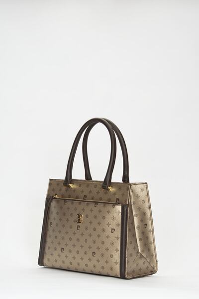 Pierre Cardin Goldfarbene Damen-Umhängetasche mit Monogramm 05PO22Y1531