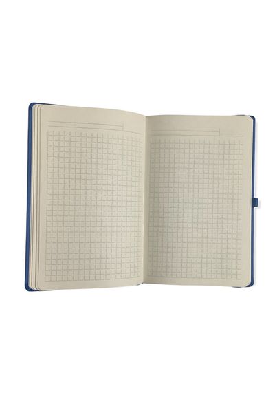 blume Acar Bullet Thermo Leather Covered 13*21 Cm 256 Pages Checkered Blue Notebook